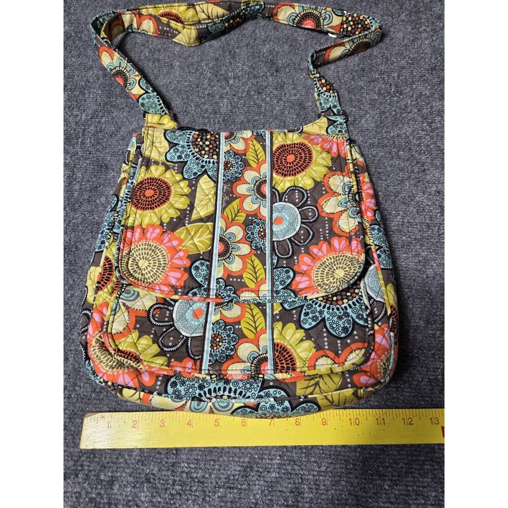 Vera Bradley Bag Orange Yellow Turquoise Messenger Crossbody Floral Purse - Picture 9 of 10